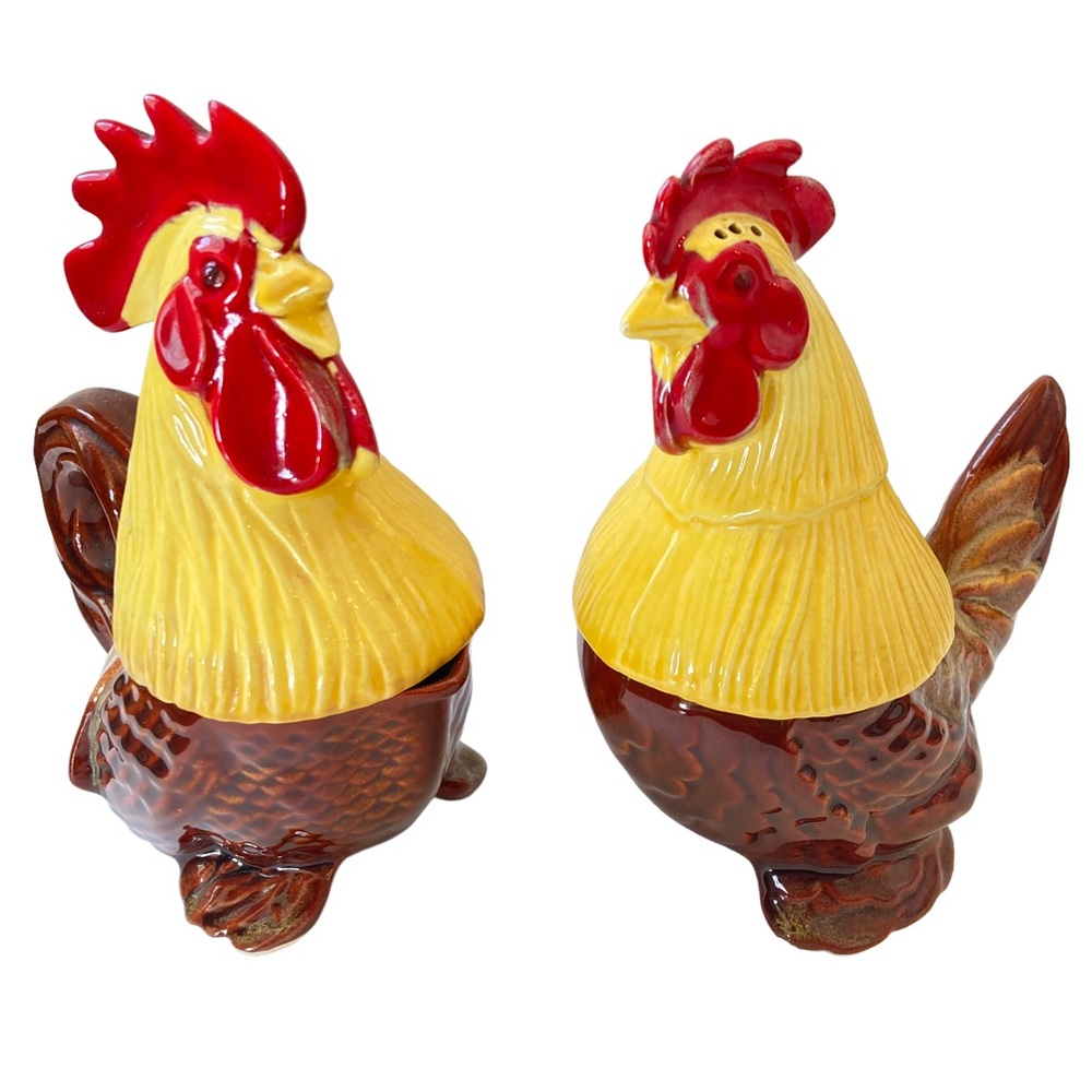 Riddell Hen & Rooster Salt & Pepper Set and Creamer 1951